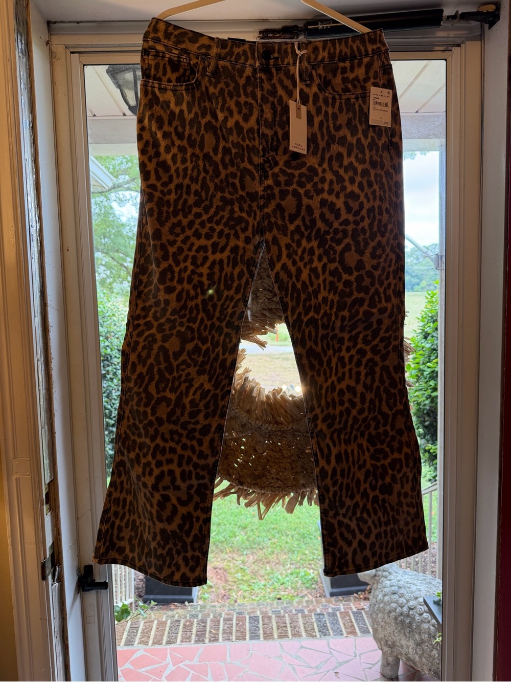 Good American Leopard Print Ankle Jeans - Brown & Black